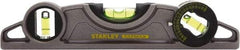 Stanley - Magnetic 9" Long 3 Vial Torpedo Level - ABS Plastic, Silver, 1 45°, 1 Level & 1 Plumb Vials - Exact Industrial Supply