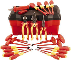Wiha - 22 Piece Insulated Pliers, Slim Screwdrivers, Nut Driver & T-Handle Hand Tool Set - Comes in Box - Exact Industrial Supply