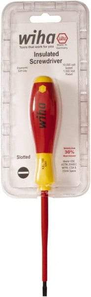 Wiha - 4.5mm Blade Width, Standard Slotted Screwdriver - 100mm Blade Length, Solid/Hex Shank - Exact Industrial Supply