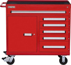 Proto - 6 Drawer Steel Tool Roller Cabinet - 45" Wide x 42-1/2" High x 21-3/8" Deep, Ball Bearing Drawer Slides, Red - Exact Industrial Supply