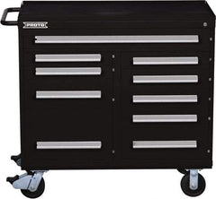 Proto - 10 Drawer Steel Tool Roller Cabinet - 45" Wide x 42-1/2" High x 21-3/8" Deep, Ball Bearing Drawer Slides, Black - Exact Industrial Supply
