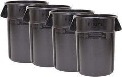 Rubbermaid - 55 Gal Gray Round Trash Can - Polyethylene, None Graphic, 33.2" High, Lid Not Included - Exact Industrial Supply