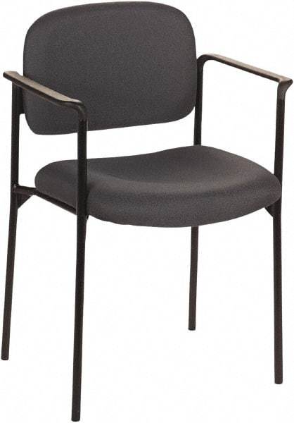 Basyx - Fabric Charcoal Stacking Chair - Black Frame, 23-1/4" Wide x 21" Deep x 32-3/4" High - Exact Industrial Supply
