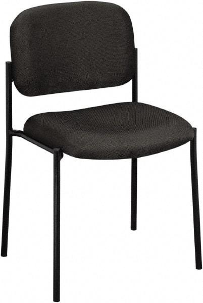 Basyx - Fabric Charcoal Stacking Chair - Black Frame, 21-1/4" Wide x 21" Deep x 32-3/4" High - Exact Industrial Supply