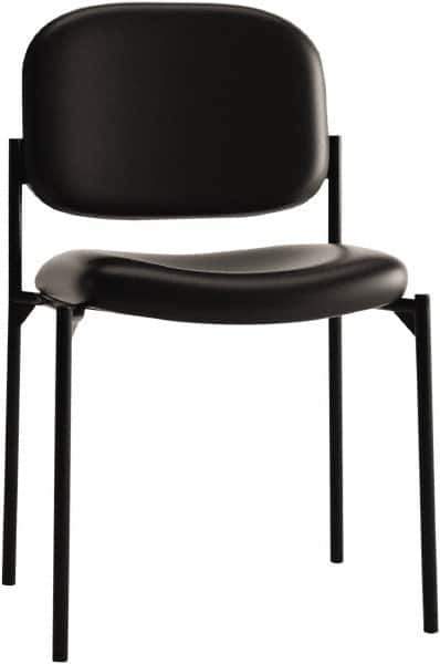 Basyx - Leather Black Stacking Chair - Black Frame, 21-1/4" Wide x 21" Deep x 32-3/4" High - Exact Industrial Supply