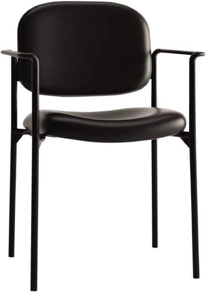 Basyx - Leather Black Stacking Chair - Black Frame, 23-1/4" Wide x 21" Deep x 32-3/4" High - Exact Industrial Supply