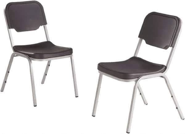 ICEBERG - Blow-Molded High-Density Polyethylene Charcoal Stacking Chair - Silver Frame, 17-1/2" Wide x 22-3/4" Deep x 32-1/4" High - Exact Industrial Supply