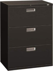Hon - 30" Wide x 40.88" High x 19-1/4" Deep, 3 Drawer Roll-Out - Steel, Charcoal - Exact Industrial Supply