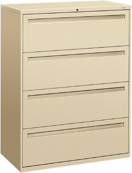Hon - 42" Wide x 53-1/4" High x 19-1/4" Deep, 4 Drawer Lateral File - Steel, Putty - Exact Industrial Supply