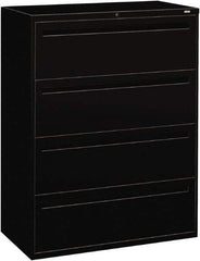 Hon - 42" Wide x 53-1/4" High x 19-1/4" Deep, 4 Drawer Lateral File - Steel, Black - Exact Industrial Supply