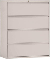 ALERA - 42" Wide x 53-1/4" High x 19-1/4" Deep, 4 Drawer Lateral File - Steel, Light Gray - Exact Industrial Supply