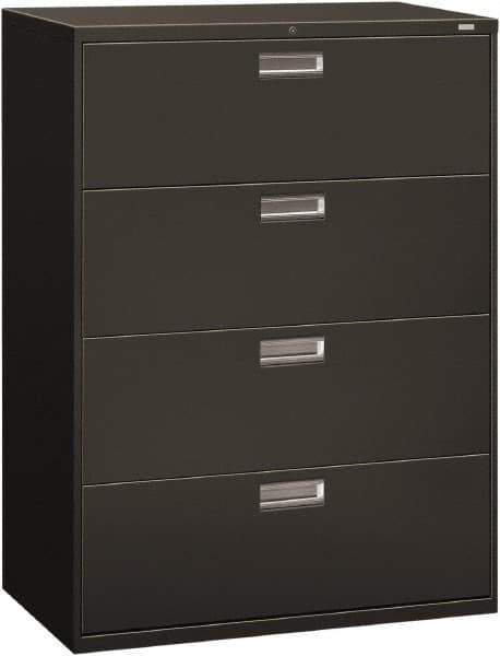 Hon - 42" Wide x 53-1/4" High x 19-1/4" Deep, 4 Drawer Lateral File - Steel, Charcoal - Exact Industrial Supply