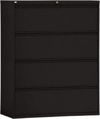 ALERA - 42" Wide x 53-1/4" High x 19-1/4" Deep, 4 Drawer Lateral File - Steel, Black - Exact Industrial Supply