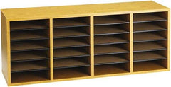 Safco - 39-1/4" Wide x 16-1/4" High x 11-3/4" Deep Laminated Compressed Wood Document Organizer - 24 Compartments, Medium Oak, 9" Wide x 2-1/4" High x 11-1/2" Deep Compartment - Exact Industrial Supply