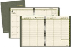 AT-A-GLANCE - 32 Sheet, 8-1/4 x 10-7/8", Weekly/Monthly Planner - Green - Exact Industrial Supply