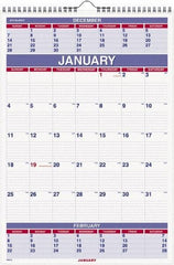 AT-A-GLANCE - 12 Sheet, 8-3/4 x 10", Wall Calendar - White - Exact Industrial Supply