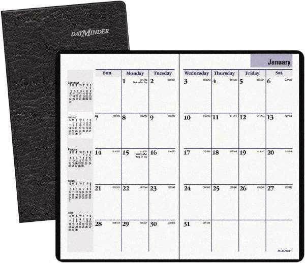 DayMinder - 24 Sheet, 8-1/8 x 10-7/8", Monthly Planner - Black - Exact Industrial Supply