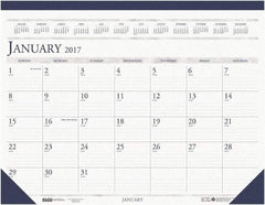 House of Doolittle - 12 Sheet, 8-1/2 x 11", Desk Pad Calendar - White & Blue - Exact Industrial Supply