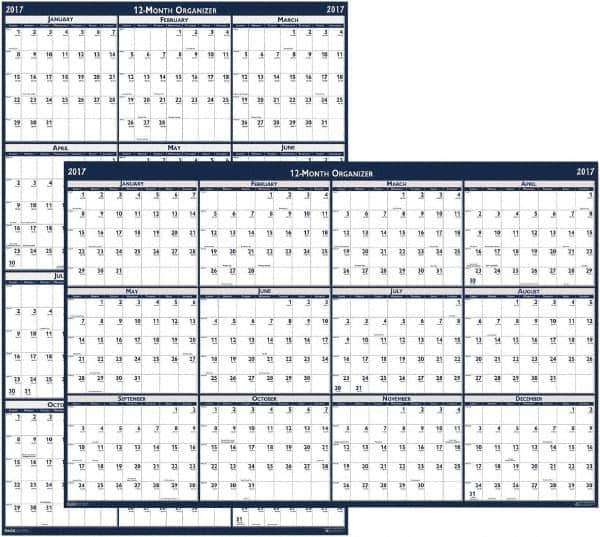 House of Doolittle - 1 Sheet, 48 x 32", Erasable Wall Planner - Blue & Gray - Exact Industrial Supply