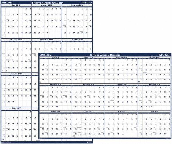 House of Doolittle - 1 Sheet, 4 x 6", Erasable Wall Planner - Blue & Gray - Exact Industrial Supply