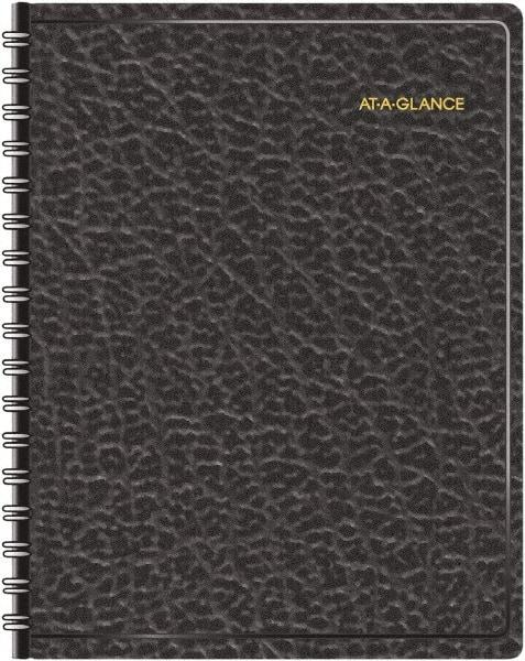 AT-A-GLANCE - 365 Sheet, 8-1/2 x 11", Appointment Book - Black - Exact Industrial Supply