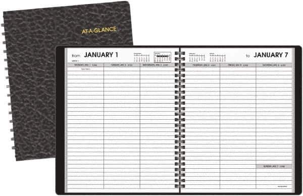 AT-A-GLANCE - 26 Sheet, 5 x 8", Weekly Planner - Black - Exact Industrial Supply