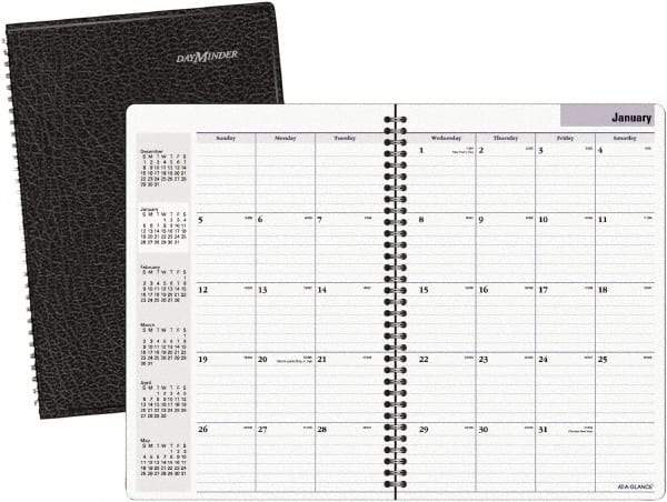 DayMinder - 24 Sheet, 7-7/8 x 11-7/8", Monthly Planner - Black - Exact Industrial Supply