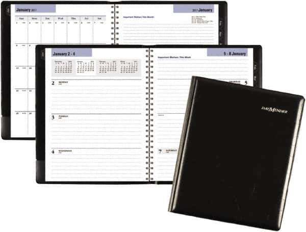 DayMinder - 26 Sheet, 6-7/8 x 8-3/4", Weekly/Monthly Planner - Black - Exact Industrial Supply