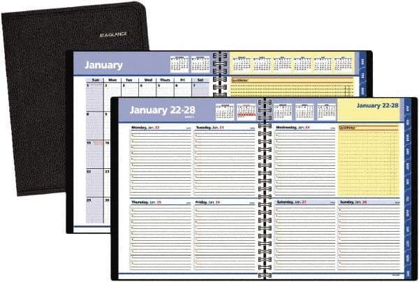 AT-A-GLANCE - 38 Sheet, 8 x 9-7/8", Weekly/Monthly Planner - Black - Exact Industrial Supply