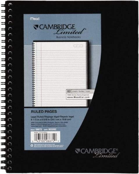 Cambridge - 80 Sheet, 4 x 8", Legal (Style) Meeting Notebook - Black - Exact Industrial Supply