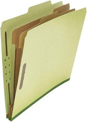 UNIVERSAL - 8-1/2 x 11", Letter Size, Green, Classification Folders with Top Tab Fastener - 25 Point Stock, Right of Center Tab Cut Location - Exact Industrial Supply