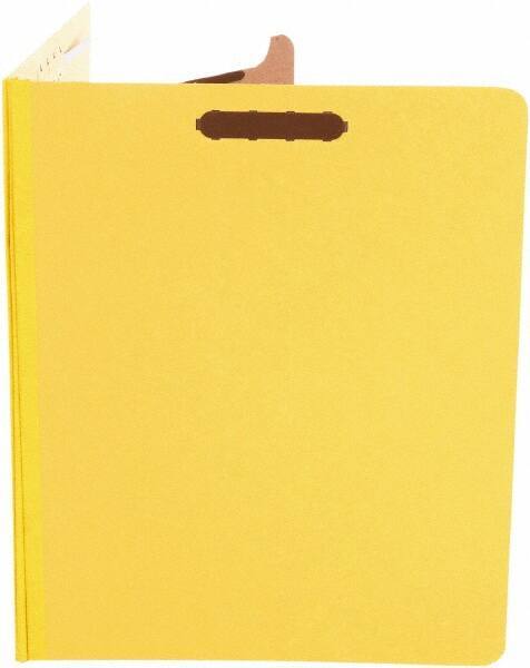 UNIVERSAL - 8-1/2 x 11", Letter Size, Yellow, Classification Folders with Top Tab Fastener - 25 Point Stock, Right of Center Tab Cut Location - Exact Industrial Supply