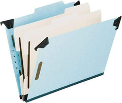 Pendaflex - 9-1/2 x 14-1/2", Legal, Blue, Hanging File Folder - 25 Point Stock, Right of Center Tab Cut Location - Exact Industrial Supply