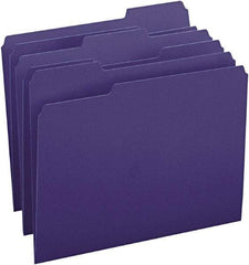 SMEAD - 8-1/2 x 11", Letter Size, Navy Blue, File Folders with Top Tab - 11 Point Stock, Assorted Tab Cut Location - Exact Industrial Supply