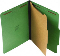 UNIVERSAL - 8-1/2 x 11", Letter Size, Emerald Green, Classification Folders with Top Tab Fastener - 25 Point Stock, Right of Center Tab Cut Location - Exact Industrial Supply