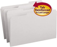 SMEAD - 9-1/2 x 14-1/2", Legal, Gray, File Folders with Top Tab - 11 Point Stock, Assorted Tab Cut Location - Exact Industrial Supply