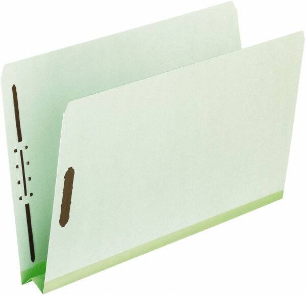 Pendaflex - 8-1/2 x 11", Letter Size, Green, Classification Folders with Top Tab Fastener - 25 Point Stock, Straight Tab Cut Location - Exact Industrial Supply