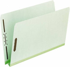 Pendaflex - 8-1/2 x 11", Letter Size, Green, Classification Folders with Top Tab Fastener - 25 Point Stock, Straight Tab Cut Location - Exact Industrial Supply