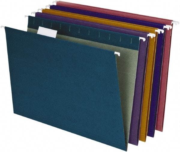 Pendaflex - 8-1/2 x 11", Letter Size, Assorted Colors, Hanging File Folder - 11 Point Stock, 1/5 Tab Cut Location - Exact Industrial Supply