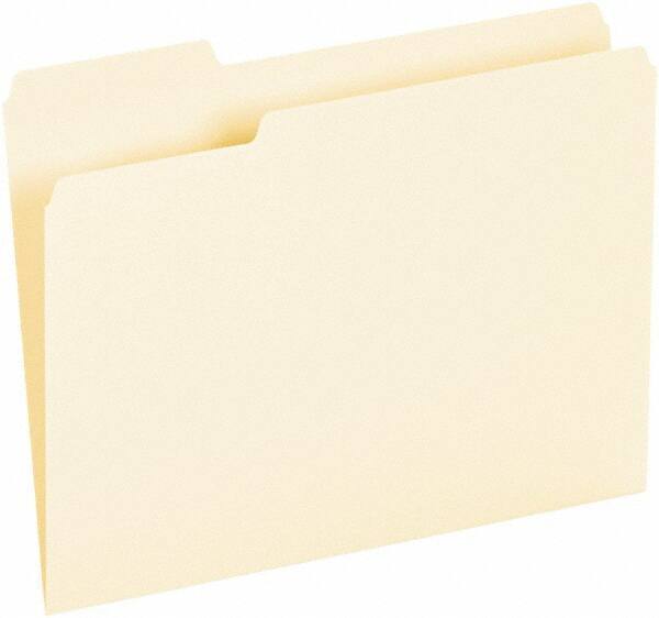 UNIVERSAL - 8-1/2 x 11", Letter Size, Manila, File Folders with Top Tab - Assorted Tab Cut Location - Exact Industrial Supply