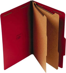 UNIVERSAL - 9-1/2 x 14-1/2", Legal, Ruby Red, Classification Folders with Top Tab Fastener - 25 Point Stock, Right of Center Tab Cut Location - Exact Industrial Supply