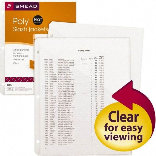 SMEAD - 8-1/2 x 11", Letter Size, Clear, File Jacket - Exact Industrial Supply