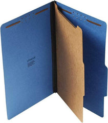 UNIVERSAL - 9-1/2 x 14-1/2", Legal, Cobalt Blue, Classification Folders with Top Tab Fastener - 25 Point Stock, Right of Center Tab Cut Location - Exact Industrial Supply