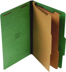 UNIVERSAL - 9-1/2 x 14-1/2", Legal, Emerald Green, Classification Folders with Top Tab Fastener - 25 Point Stock, Right of Center Tab Cut Location - Exact Industrial Supply