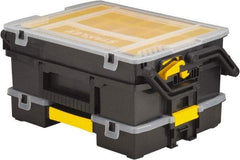 Stanley - 11-3/4" Wide x 5-3/8" High x 15-9/16" Deep, Small Parts Compartment Box - Plastic Frame, 12 Compartments, 5" High x 5" Deep Bin - Exact Industrial Supply