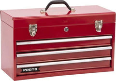Proto - 1 Compartment 3 Drawer Tool Box - 20-3/16" Wide x 8-3/4" Deep x 11-3/4" High, Steel, Safety Red - Exact Industrial Supply