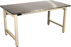 Proline - 72 Wide x 36" Deep x 36" High, Stainless Steel Workbench - Adjustable Height Legs, Light Beige - Exact Industrial Supply