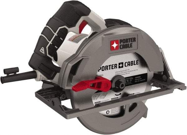 Porter-Cable - 15 Amps, 7-1/4" Blade Diam, 5,500 RPM, Electric Circular Saw - 120 Volts, 8' Cord Length, 5/8" Arbor Hole, Right Blade - Exact Industrial Supply