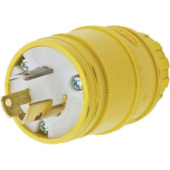 Locking Inlet: Plug, Industrial, L5-15P, 125V, Yellow Grounding, 15A, Thermoplastic Elastomer, 2 Poles, 3 Wire