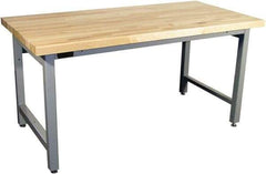 Proline - 72 Wide x 36" Deep x 36" High, Maple Workbench - Adjustable Height Legs, Light Gray - Exact Industrial Supply